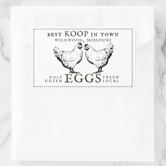 ヴィンテージ鶏の生地産卵ラベル 長方形シール (バッグ)