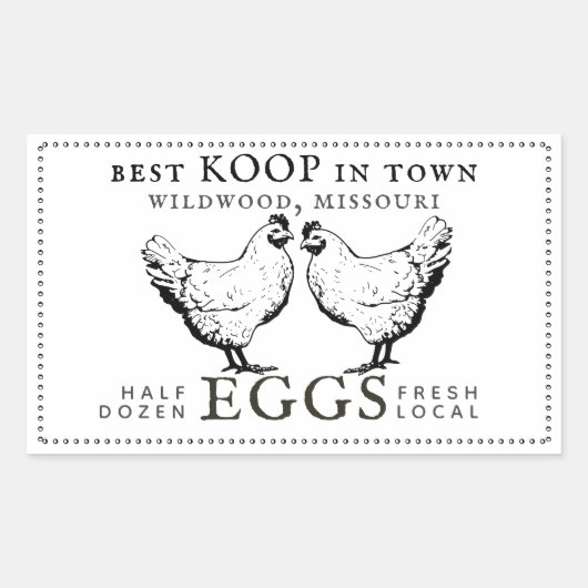 ヴィンテージ鶏の生地産卵ラベル 長方形シール (正面)