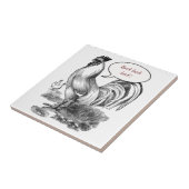 ヴィンテージ鶏イラストレーション タイル (側面)