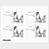 ヴィンテージ鶏イラストレーション 長方形シール (シート)