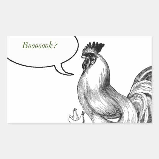 ヴィンテージ鶏イラストレーション 長方形シール (正面)