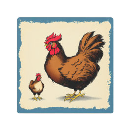 ヴィンテージ鶏 メタルプリント