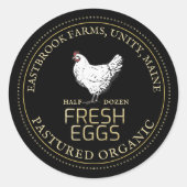 ヴィンテージ鶏PASTED EGGSラベルブラック ラウンドシール (正面)