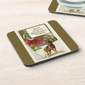 ヴィンテージ鹿のクリスマス コースター (左側)