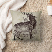 ヴィンテージ鹿のシーン クッション (ブランケット)