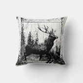ヴィンテージ鹿の動物の白と黒の牡鹿 クッション (裏面)