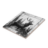 ヴィンテージ鹿の動物の白と黒の牡鹿 タイル (側面)