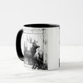 ヴィンテージ鹿の動物の白と黒の牡鹿 マグカップ (正面左)