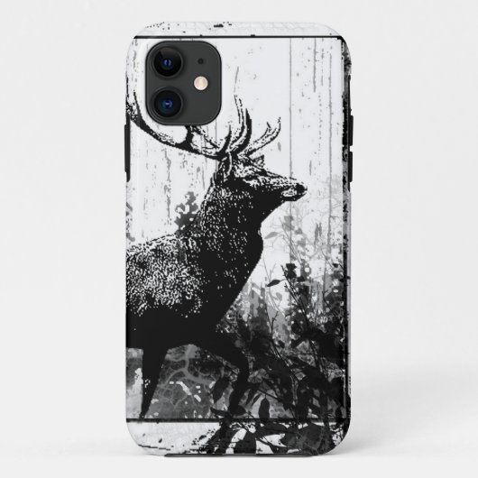 ヴィンテージ鹿の動物の白と黒の牡鹿 Case-Mate iPhoneケース (裏面)