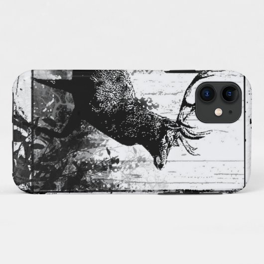 ヴィンテージ鹿の動物の白と黒の牡鹿 Case-Mate iPhoneケース (裏面(横))