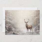 ヴィンテージ鹿の森の冬の雪メリークリスマス シーズンカード (正面)
