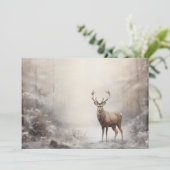 ヴィンテージ鹿の森の冬の雪メリークリスマス シーズンカード (スタンド正面)