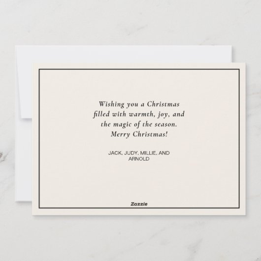 ヴィンテージ鹿の森の冬の雪メリークリスマス シーズンカード (裏面)