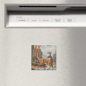 ヴィンテージ鹿の森の風光明媚なPBNマグネット マグネット (インサイチュ (食洗機))