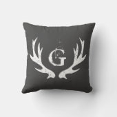 ヴィンテージ鹿の角装飾用クッション |グレーと白 クッション (裏面)