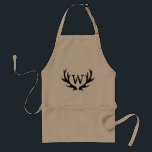 ヴィンテージ鹿の角BBQエプロン（名前モノグラム） スタンダードエプロン<br><div class="desc">ヴィンテージ鹿の角BBQエプロン名モノグラム。国素朴のシックな料理男性へデザイン女性と子供。白カッコいい色の黄色とカーキベージュのバーベキューエプロン。マンリーアウトドアハンター/狩りテーマ。バーベキューのシェフパパ、父、叔父、母、おばさん、母、母、息子、夫、妻、姉妹などのために自分の作成。野生動揺しての男らし動物の色あせた角。</div>