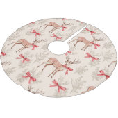 ヴィンテージ鹿の赤い弓模様クリスマス ブラッシュドポリエステルツリースカート (アングル)