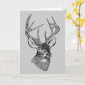 ヴィンテージ鹿アートグラフィック カード (黄色い花)