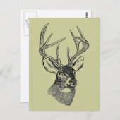 ヴィンテージ鹿アートグラフィック ポストカード (正面/裏面)