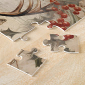 ヴィンテージ鹿クリスマス冬の年齢の切り離し ジグソーパズル (側面)