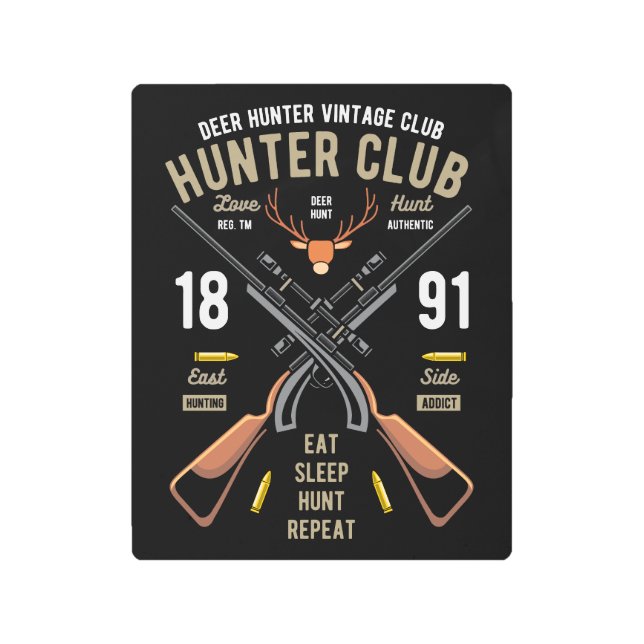 ヴィンテージ鹿ハンター メタルプリント (正面)