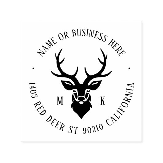 ヴィンテージ鹿ヘッドモノグラム名と差出人住所 セルフインキングスタンプ (デザイン)