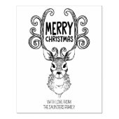 ヴィンテージ鹿メリークリスマス、家族大 ラバースタンプ (インプリント)