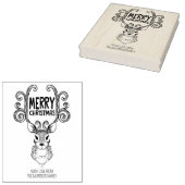 ヴィンテージ鹿メリークリスマス、家族大 ラバースタンプ (押印)