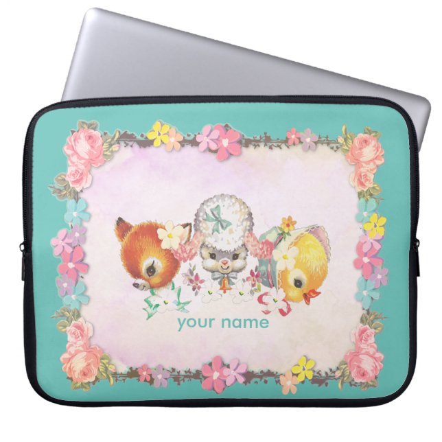 ヴィンテージ鹿ラムネオプレンラップトップスリーブ15インチ ラップトップスリーブ (正面)