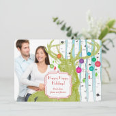 ヴィンテージ鹿樺の木ツリーフォトクリスマスカード シーズンカード (スタンド正面)