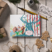 ヴィンテージ鹿樺の木ツリーフォトクリスマスカード シーズンカード