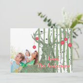 ヴィンテージ鹿樺の木ツリーフォトクリスマスカード シーズンカード (スタンド正面)