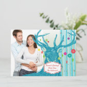 ヴィンテージ鹿樺の木ツリーフォトクリスマスカード シーズンカード (スタンド正面)