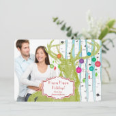 ヴィンテージ鹿樺の木ツリーフォトクリスマスカード シーズンカード (スタンド正面)