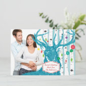 ヴィンテージ鹿樺の木ツリーフォトクリスマスカード シーズンカード (スタンド正面)