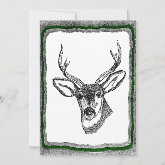 ヴィンテージ鹿芸術退職の招待テンプレート 招待状 (正面)