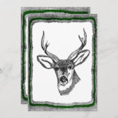 ヴィンテージ鹿芸術退職の招待テンプレート 招待状 (正面/裏面)