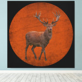 ヴィンテージ鹿(オレンジ色自然) キャンバスプリント (インサイチュ (ウッドフロア))