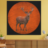 ヴィンテージ鹿(オレンジ色自然) キャンバスプリント (インサイチュ (リビング))