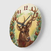 ヴィンテージ鹿 ラージ壁時計 (傾斜)