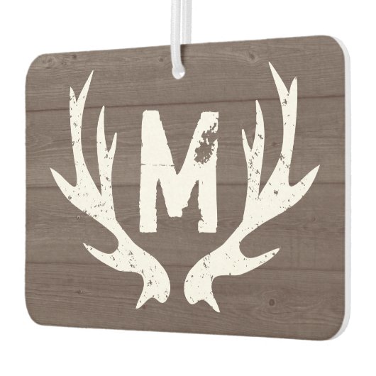 ヴィンテージ鹿〔雄ジカの〕枝角モノグラム車の空気清浄剤 カーエアーフレッシュナー (左)