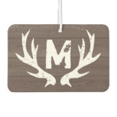 ヴィンテージ鹿〔雄ジカの〕枝角モノグラム車の空気清浄剤 カーエアーフレッシュナー (正面)