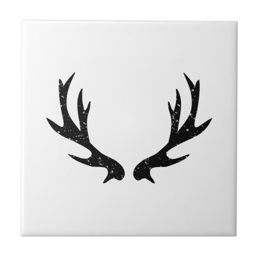 ヴィンテージ鹿〔雄ジカの〕枝角狩りテーマセラミックタイル タイル (正面)