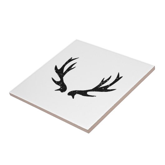 ヴィンテージ鹿〔雄ジカの〕枝角狩りテーマセラミックタイル タイル (側面)