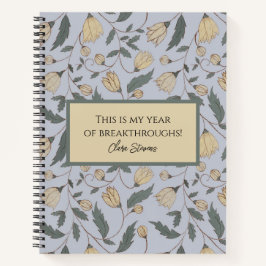 ヴィンテージ黄および緑の図解入りの、写真付きのフローラ ノートブック