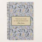 ヴィンテージ黄および緑の図解入りの、写真付きのフローラ プランナー手帳 (正面)