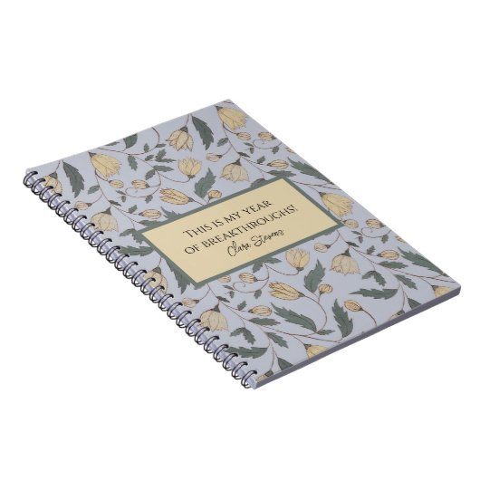 ヴィンテージ黄および緑の花柄 ノートブック (右側)