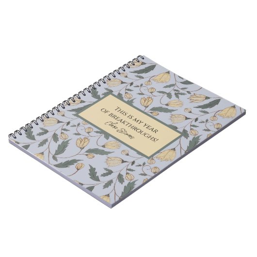 ヴィンテージ黄および緑の花柄 ノートブック (左側)