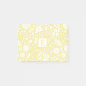 ヴィンテージ黄かわいらしフローラ手書き ポストイット (正面)