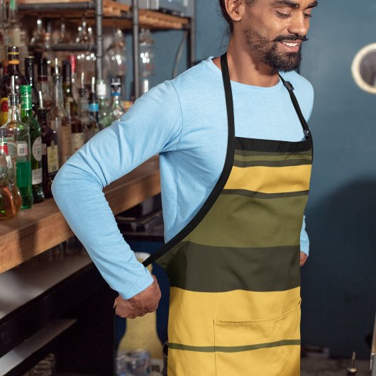 ヴィンテージ黄と緑のストライプ エプロン